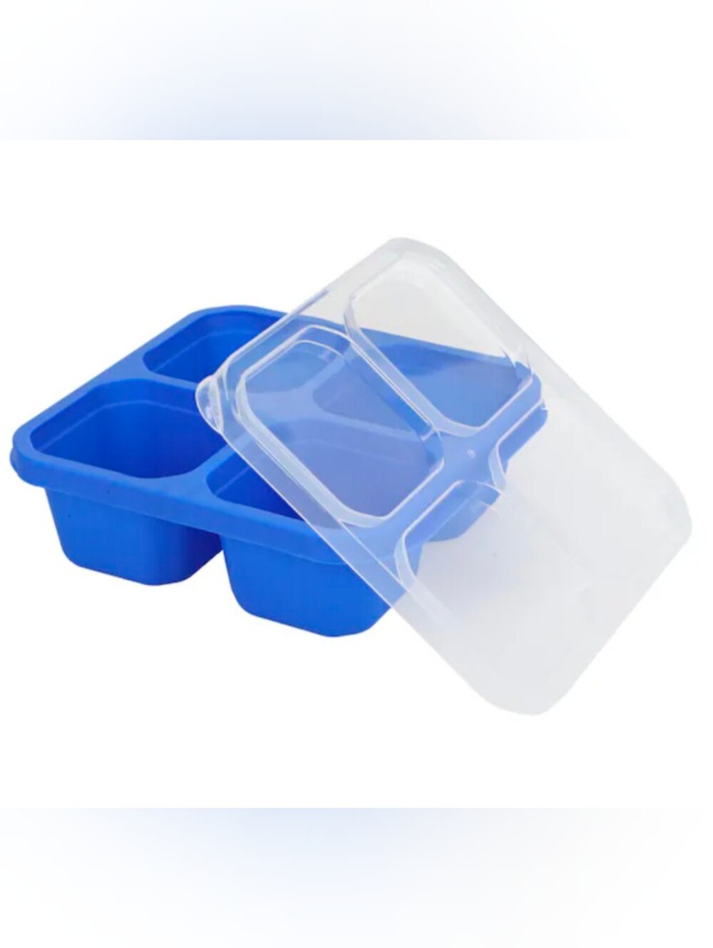 2PC Refresh Blue Four-Compartment Snack Tray with Clear Lid